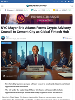NYC Mayor Eric Adams Forms Crypto Advisory Council to Cement City as Global Fintech Hub - TheNewsCrypto