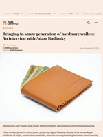 Bringing in a new generation of hardware wallets: An interview with Adam Budínský - AMBCrypto