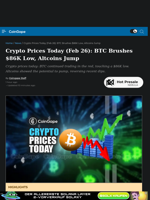 Crypto Prices Today (Feb 26): BTC Brushes $86K Low, Altcoins Jump