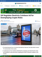 UK Regulator Restricts Coinbase Ad for Downplaying Crypto Risks