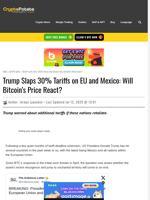 Trump Slaps 30% Tariffs on EU and Mexico: Will Bitcoin's Price React?