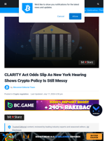 CLARITY Act Odds Slip As New York Hearing Shows Crypto Policy Is Still Messy