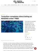 TurboGen completes direct listing on NASDAQ under TRBG
