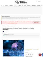 Nansen launches ETH staking service with Lido V3 stVaults integration