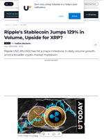 Ripple's Stablecoin Jumps 129% in Volume, Upside for XRP? - U.Today