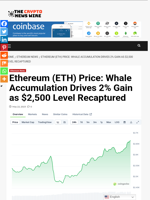 Ethereum (ETH) Price: Whale Accumulation Drives 2% Gain as $2,500 Level Recaptured - The Crypto News Wire