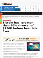 Bitcoin has ‘greater than 50% chance’ of $150K before bear hits: Exec - The Crypto News Wire