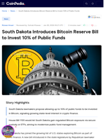 South Dakota Introduces Bitcoin Reserve Bill to Invest 10% of Public Funds