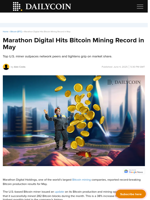 Marathon Digital Hits Bitcoin Mining Record in May - DailyCoin