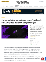 9z completes comeback to defeat Spirit on Overpass at IEM Cologne Major