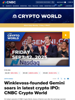 Winklevoss-founded Gemini soars in Nasdaq debut: CNBC Crypto World