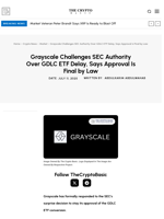 Grayscale Challenges SEC Authority Over GDLC ETF Delay, Says Approval Is Final by Law