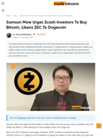 Samson Mow Tells Zcash Holders To Cash Out And Buy Bitcoin