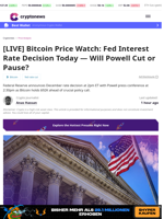 [LIVE] Bitcoin Price Watch: Fed Interest Rate Decision Today — Will Powell Cut or Pause?