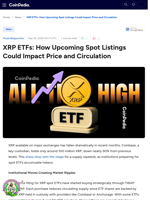 XRP ETFs: How Upcoming Spot Listings Could Impact Price and Circulation