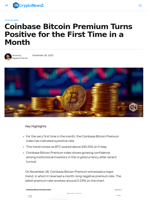 Coinbase Bitcoin Premium Index Turns Positive