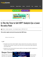Is This the Time to Sell XRP? Analysts Eye a Lower Re-entry Point