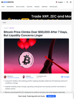 Bitcoin Price Soars, Crosses $90,000 — LTH Still a Threat