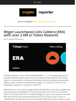 Bitget Launchpool Lists Caldera (ERA) with over 2.6M in Token Rewards