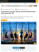 Bitcoin Devs’ Inaction on Quantum Will Frustrate Institutions: VC