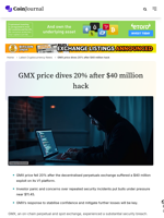 GMX price dives 20% after $40 million hack - CoinJournal