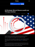 US Strategic Bitcoin Reserve audit now 172 days overdue