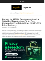 Backed by $100M Development and a 200M-Per-Day Auction Cycle, Zero Knowledge Proof Outshines NEAR’s 33% Price Recovery