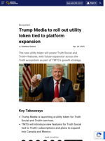 Trump Media to roll out utility token tied to platform expansion