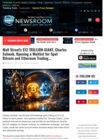 
Wall Street's $12 TRILLION GIANT, Charles Schwab, Opening a Waitlist for Spot Bitcoin and Ethereum Trading... | Cryptocurrency News Live | Breaking Crypto News - Realtime Prices, Analysis, Predictions...
