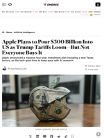 Apple Plans to Pour $500 Billion Into US as Trump Tariffs Loom—But Not Everyone Buys It - Decrypt