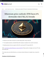 Ethereum price outlook: ETH faces 6% downside risk if $2,312 breaks - CoinJournal