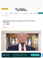 Trump gives Iran 48 hours to negotiate deal as ceasefire odds plummet to 1%