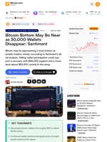 Bitcoin Bottom May Be Near as 30,000 Wallets Disappear: Santiment