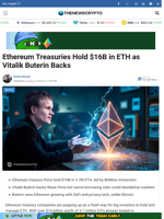 Ethereum Treasuries Hold $16B in ETH as Vitalik Buterin Backs