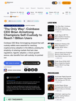 'The Only Way': Coinbase CEO Brian Armstrong Champions Self-Custody to Reach 1 Billion Users