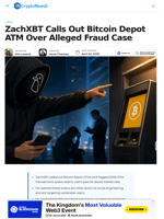 ZachXBT Calls Out Bitcoin Depot ATM Over Alleged Fraud Case