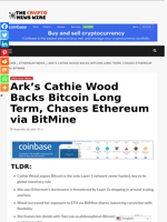 Ark’s Cathie Wood Backs Bitcoin Long Term, Chases Ethereum via BitMine - The Crypto News Wire