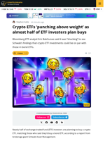 Schwab Finds Crypto ETFs Match Bond ETFs in Popularity