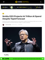 Nvidia CEO Projects $4 Trillion AI Spend Despite Tepid Forecast - CoinCentral