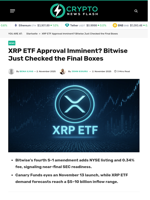XRP ETF Approval Imminent? Bitwise Just Checked the Final
Boxes