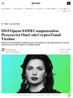 DOJ Opens $40M Compensation Process for OneCoin Crypto Fraud Victims - Decrypt