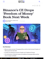Binance’s CZ Drops ‘Freedom of Money’ Book Next Week