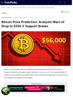 Bitcoin Price Prediction: Analysts Warn of Drop to $55K if Support Breaks