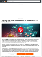 Tron Inc. Files for $1 Billion Funding to Build Massive TRX Token Reserve - Brave New Coin