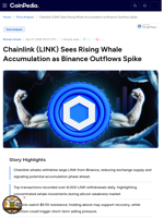 Chainlink Whale Activity Surges as Binance Outflows Rise