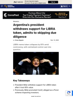 Argentina's president withdraws support for LIBRA token, admits to skipping due diligence