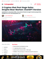 3 Cryptos that Post Huge Gains Despite Bear Market: ChatGPT Version