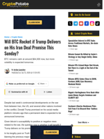 Will BTC Rocket if Trump Delivers on His Iran Deal Promise This Sunday?