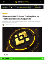 Binance Halts Futures Trading Due to Technical Issue on August 29 - CoinCentral