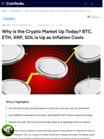Why is the Crypto Market Up Today? BTC, ETH, XRP, SOL is Up as Inflation Cools